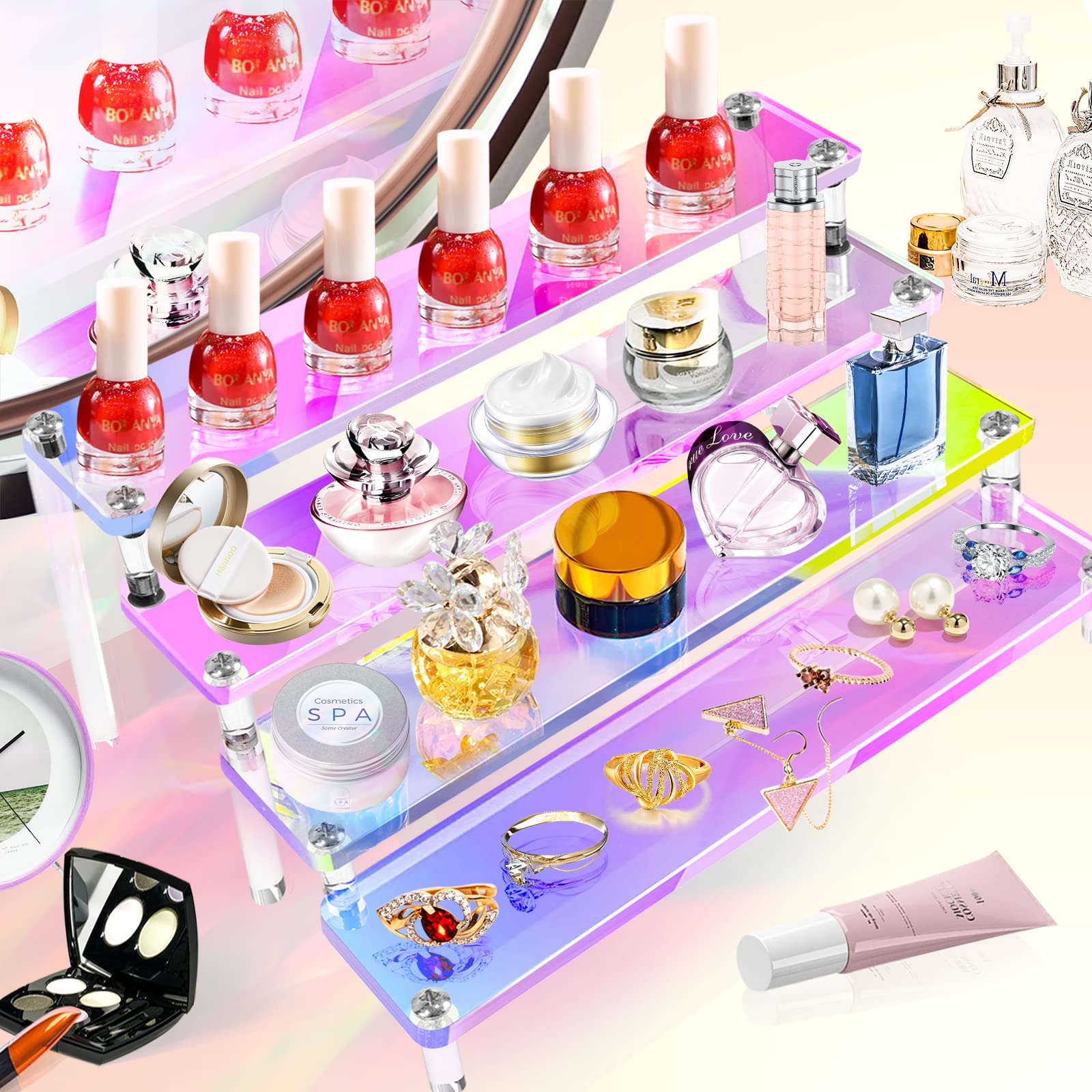 1-5 Tier Iridescent Acrylic Di - Perfume Fragrance Holder ulasan dan harga