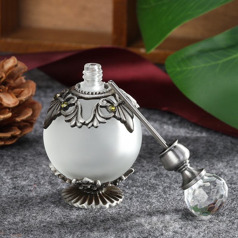 Antique Silver Metal Glass Per - Perfume Fragrance Holder ulasan dan harga