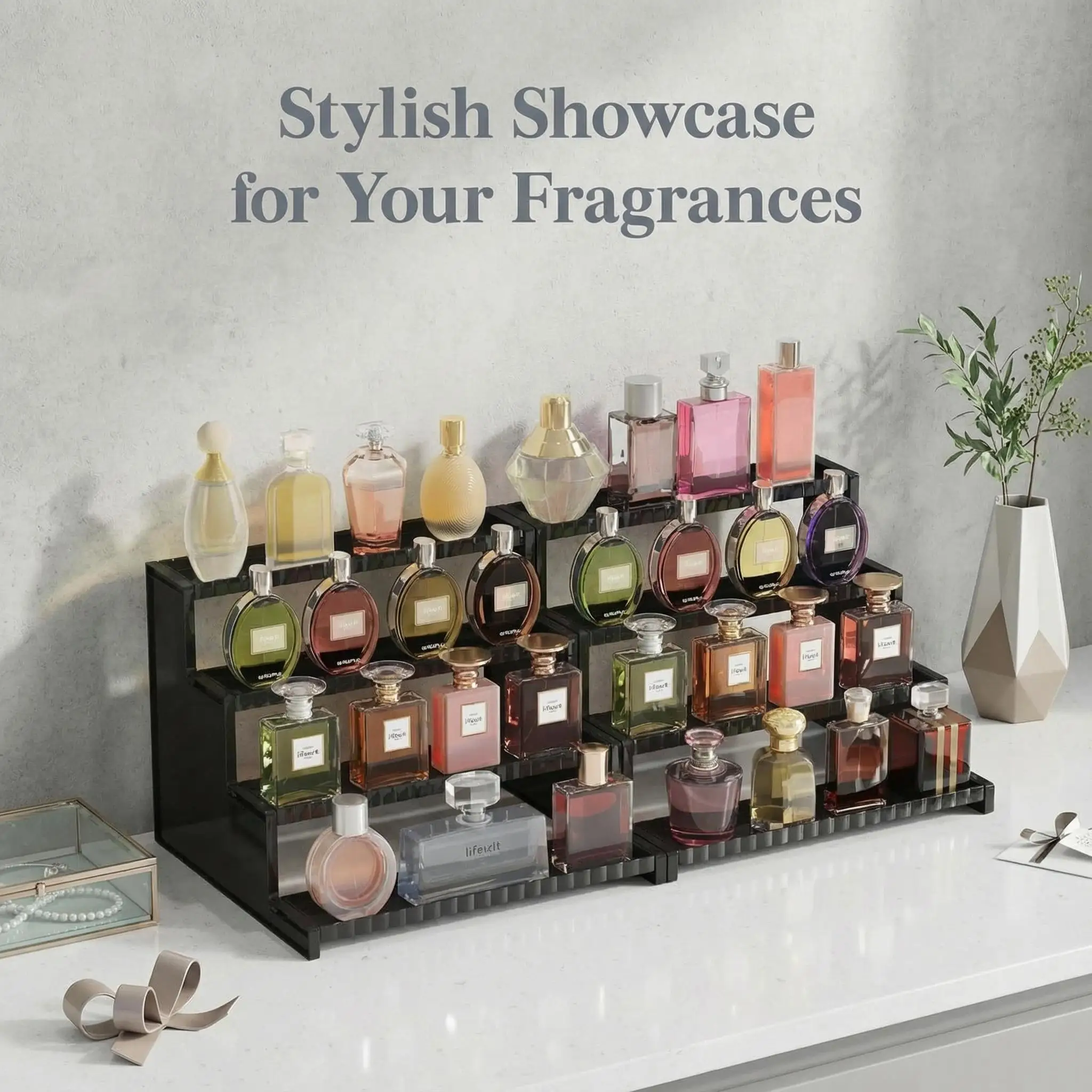 12 Inch 4-Tier Black Display S - Perfume Fragrance Holder ulasan dan harga