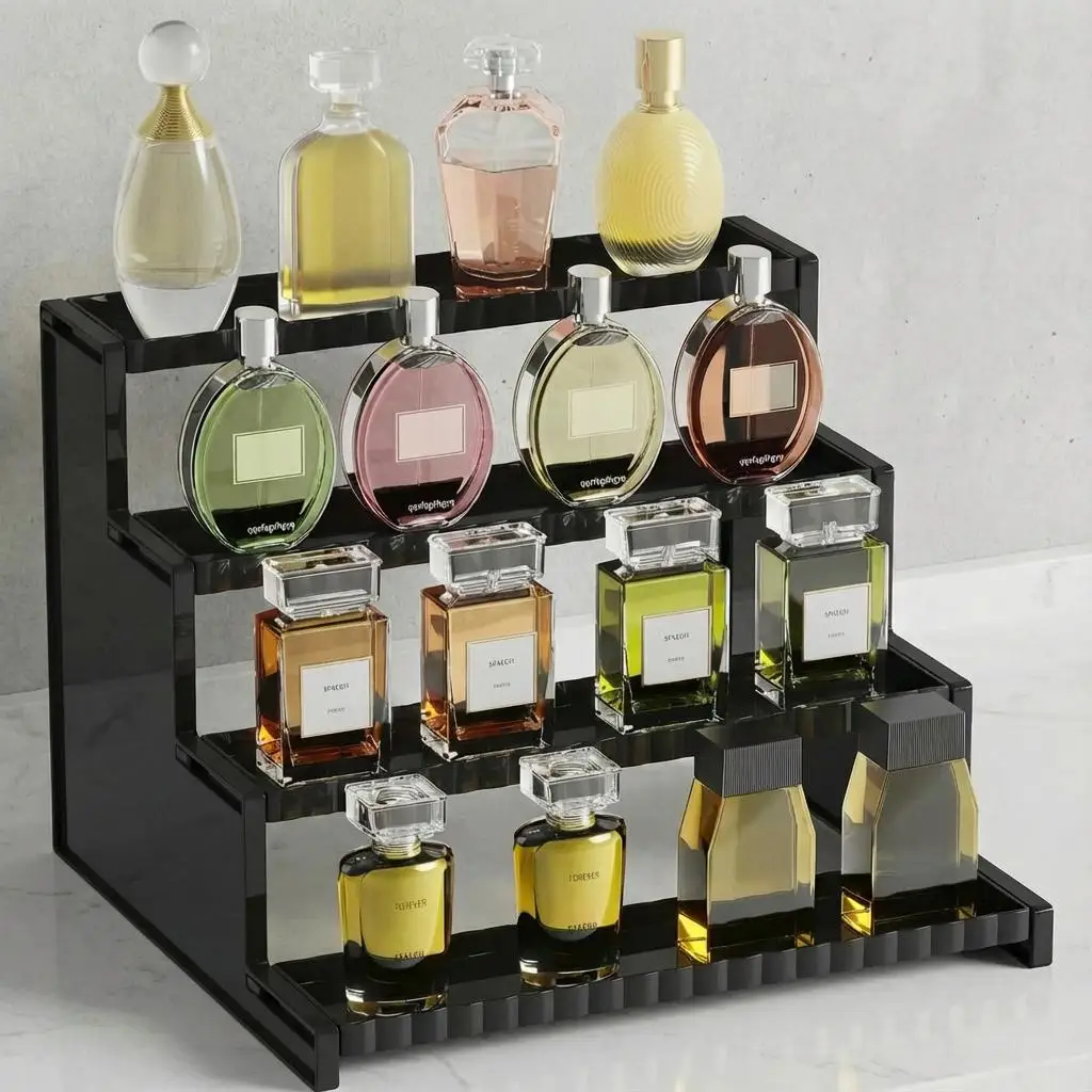 12 Inch 4-Tier Black Display S - Perfume Fragrance Holder ulasan dan harga