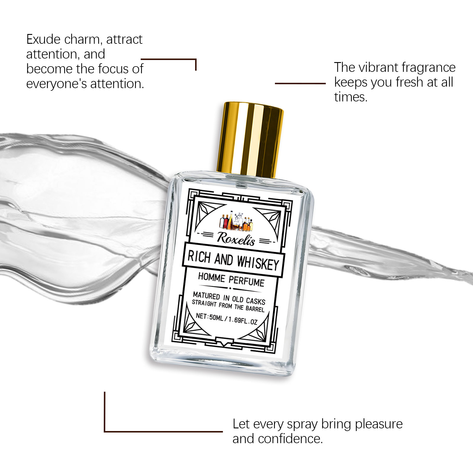 Roxelis 50ml Charm Whisky Men' - Vanilla Perfume Oil ulasan dan harga